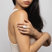 Load image into Gallery viewer, BROKEN PARED RING - Silver & White Sapphires