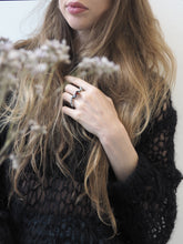 Load image into Gallery viewer, SOLMU DOUBLE RING - Oxidised Silver & Garnet