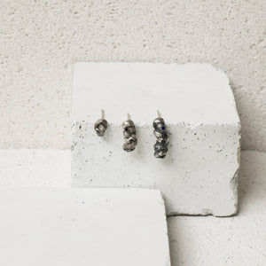 SOLMU STUD SET - Oxidised Silver & Sapphires