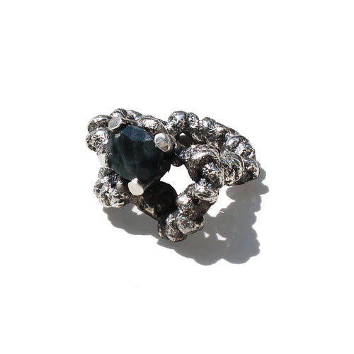 SOLMU RING - Oxidised Silver & Cloudy Sapphire