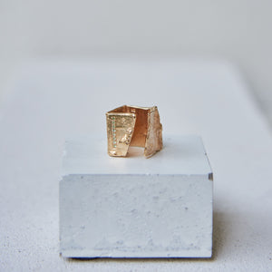 BROKEN PARED RING - 14k Gold & Green Tourmaline